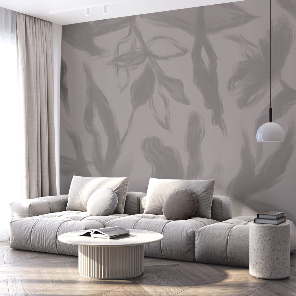 Šedé a bílé pozadí s květinami Šedé a bílé pozadí s květinami