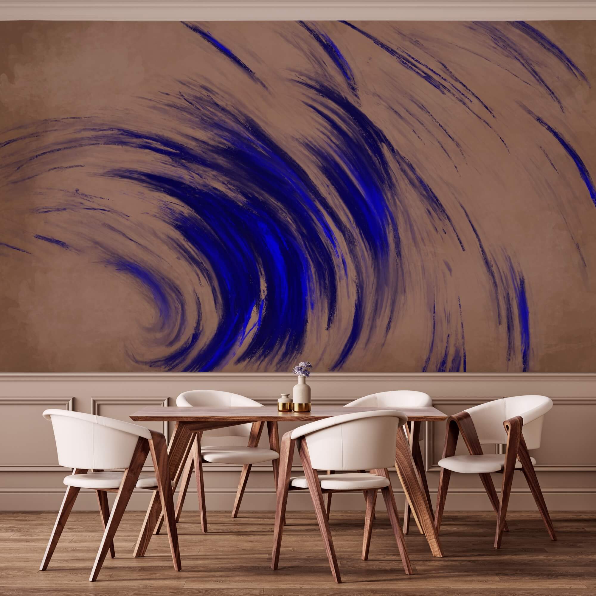 Modré víry na hnědém pozadí