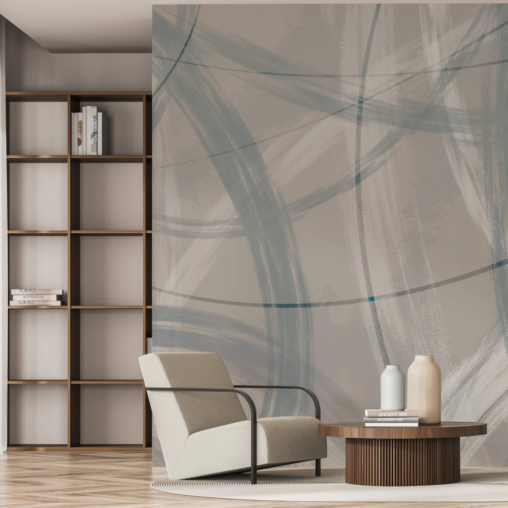 Šedé a bílé pozadí s kruhy a čarami