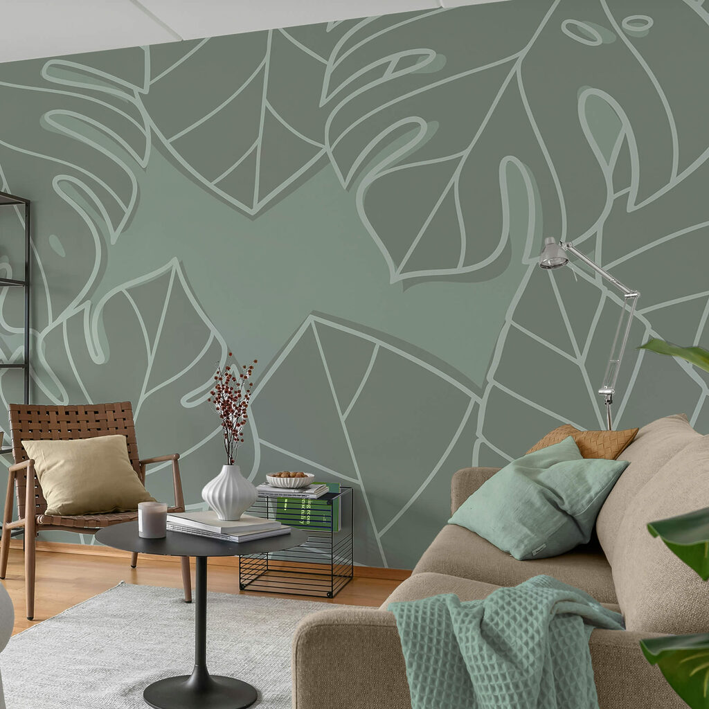 Skupina listů na šedém pozadí