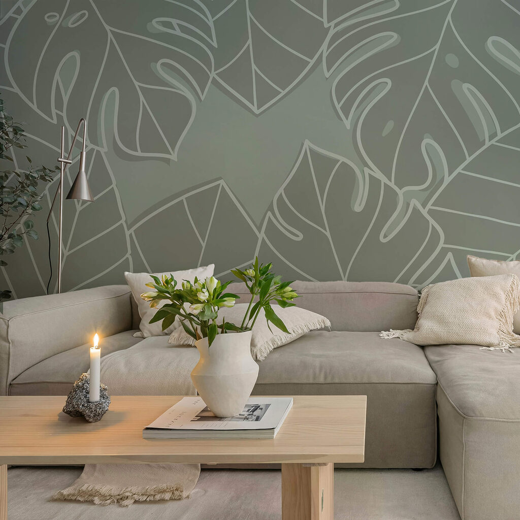 Skupina listů na šedém pozadí