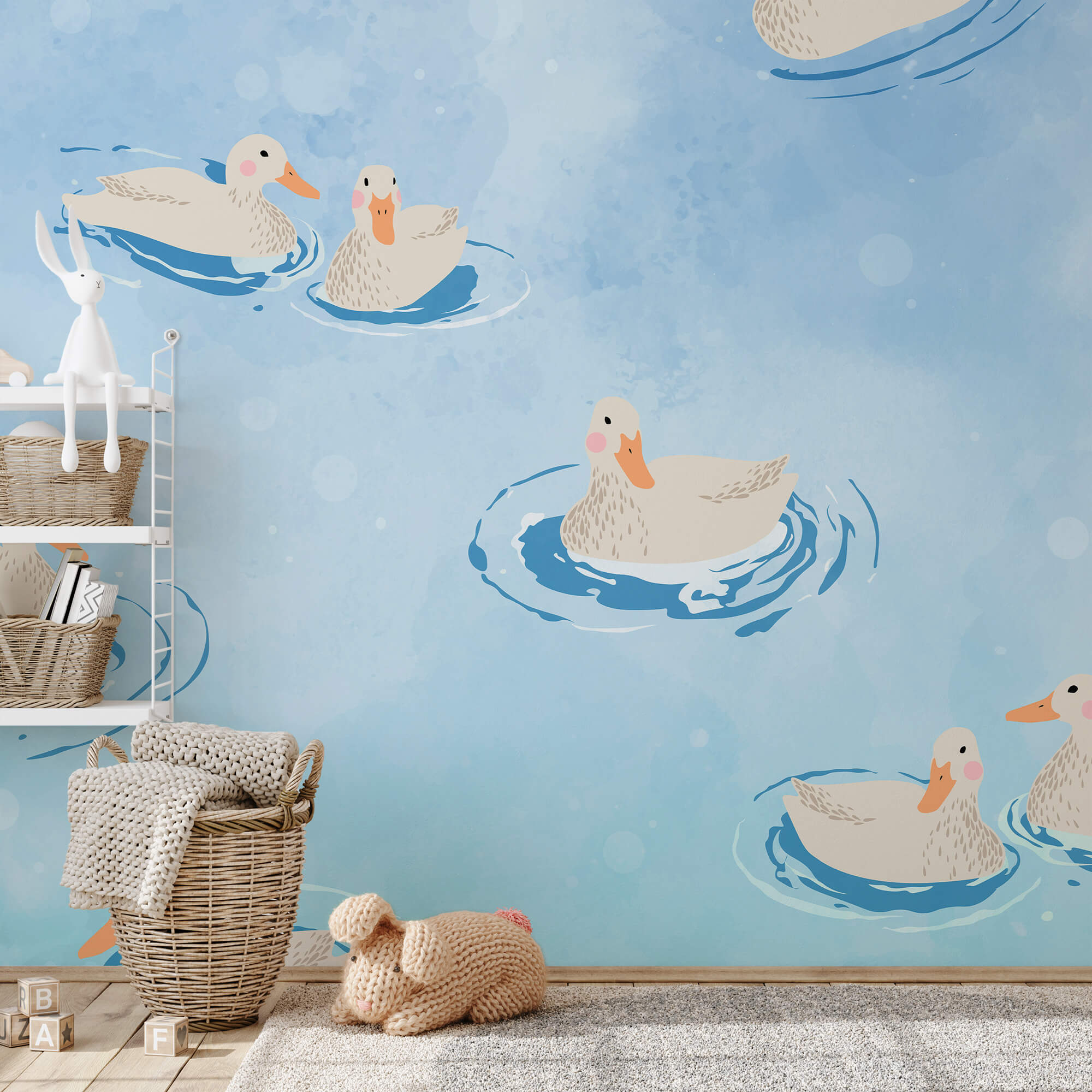 Skupina kachen plavající ve vodě