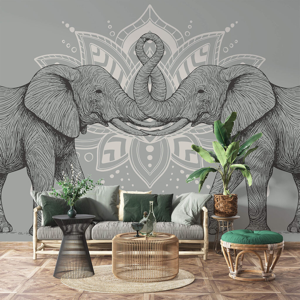 Dva sloni, kteří se dotýkají choboty