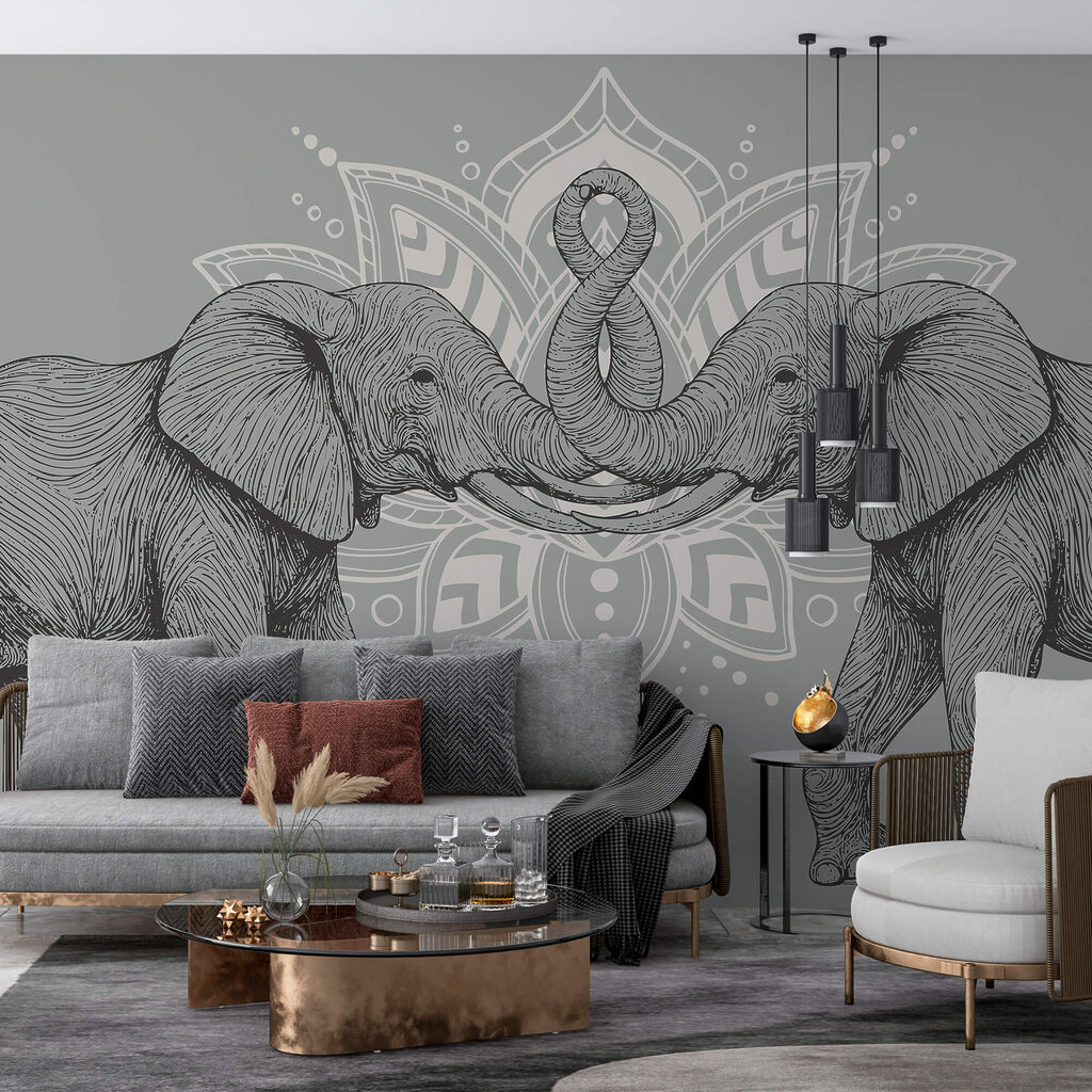 Dva sloni, kteří se dotýkají choboty