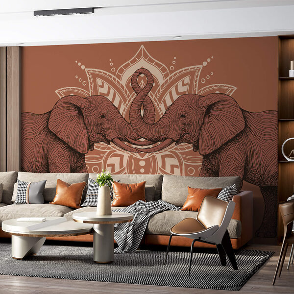 Fototapeta Dva sloni, kteří se dotýkají choboty (Katalogové číslo: t00079v2) Fototapeta Fototapeta Dva sloni, kteří se dotýkají choboty (Katalogové číslo: t00079v2)