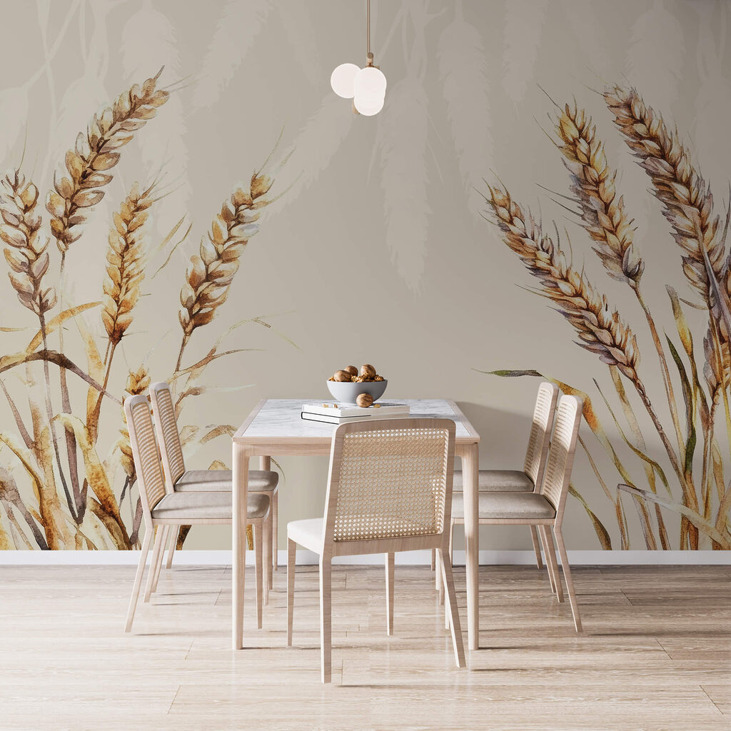 Malba pšenice na bílém pozadí