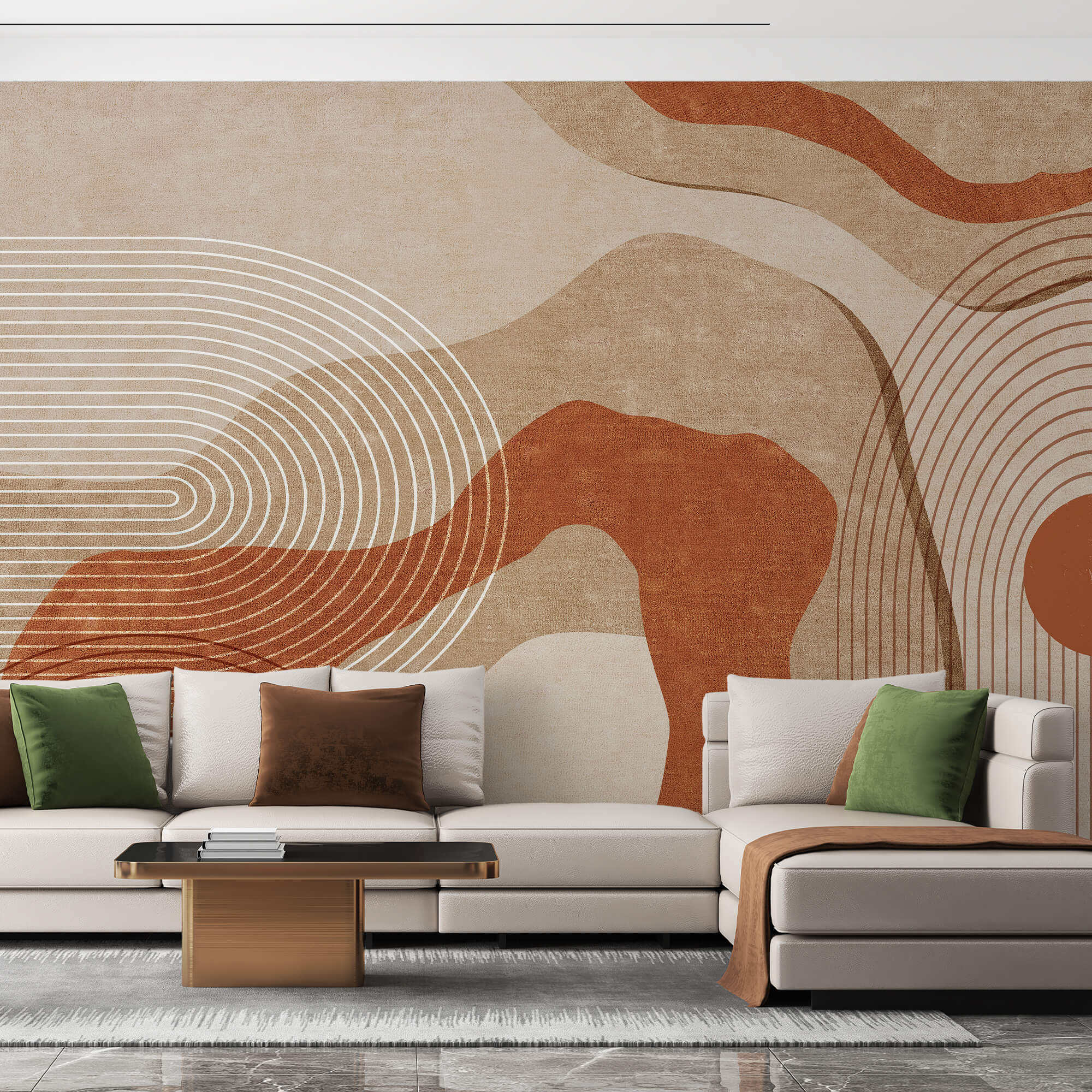 Hnědé a bílé abstraktní umění