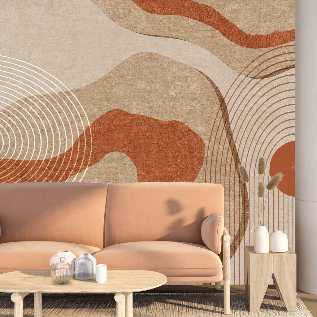 Hnědé a bílé abstraktní umění