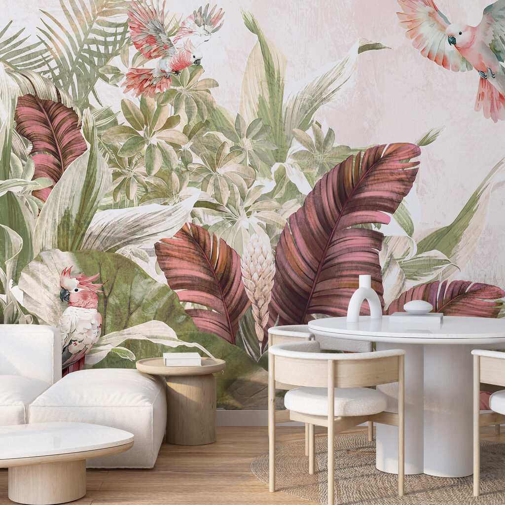 Malba ptáků letících nad rostlinou Malba ptáků letících nad rostlinou