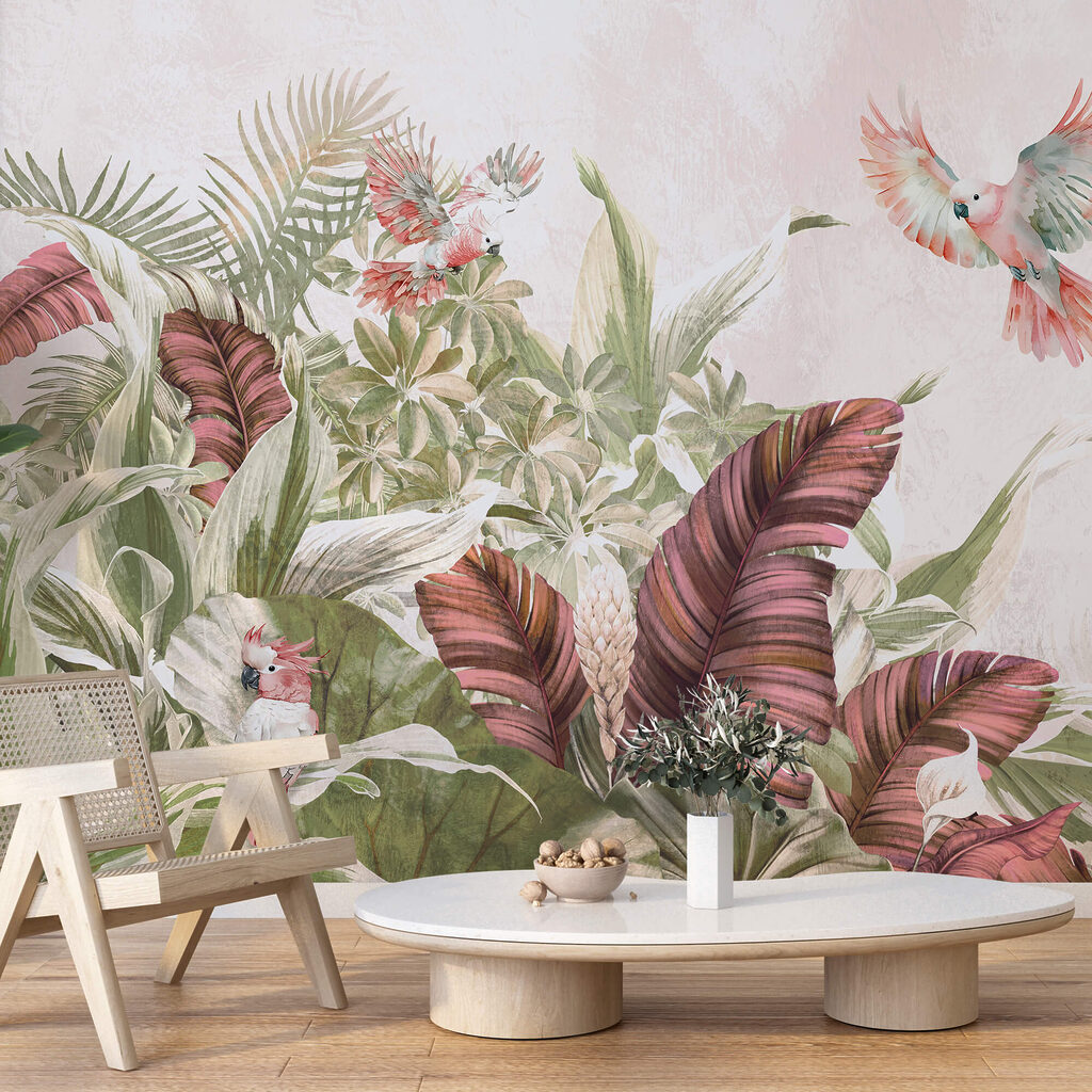 Malba ptáků letících nad rostlinou Malba ptáků letících nad rostlinou