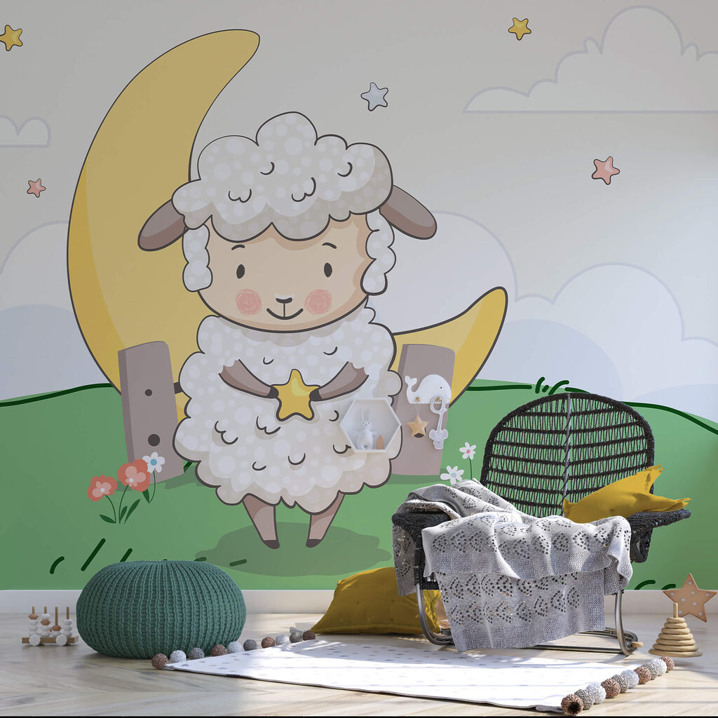 Karikatura ovce držící hvězdu