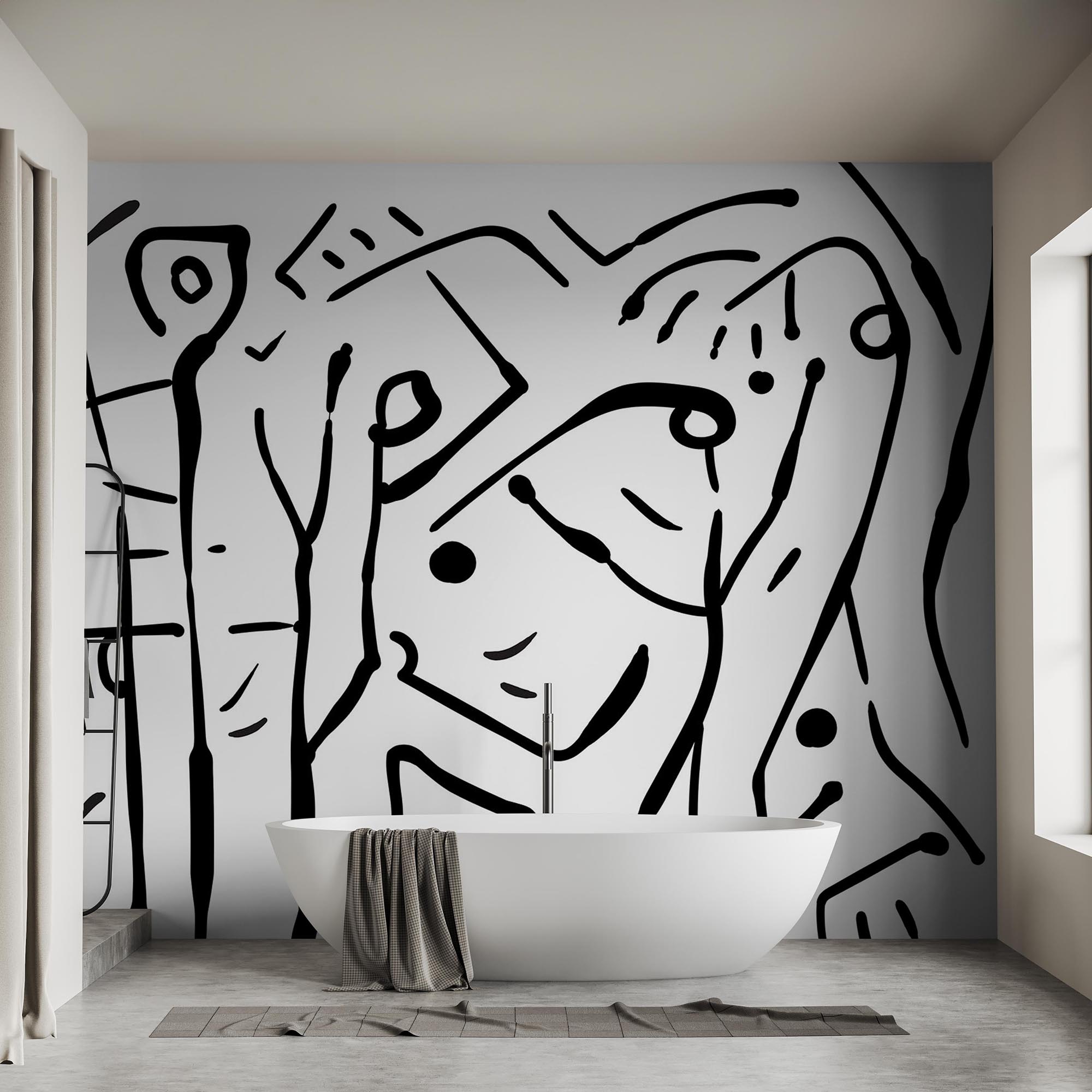 Černobílá kresba skupiny lidí Černobílá kresba skupiny lidí