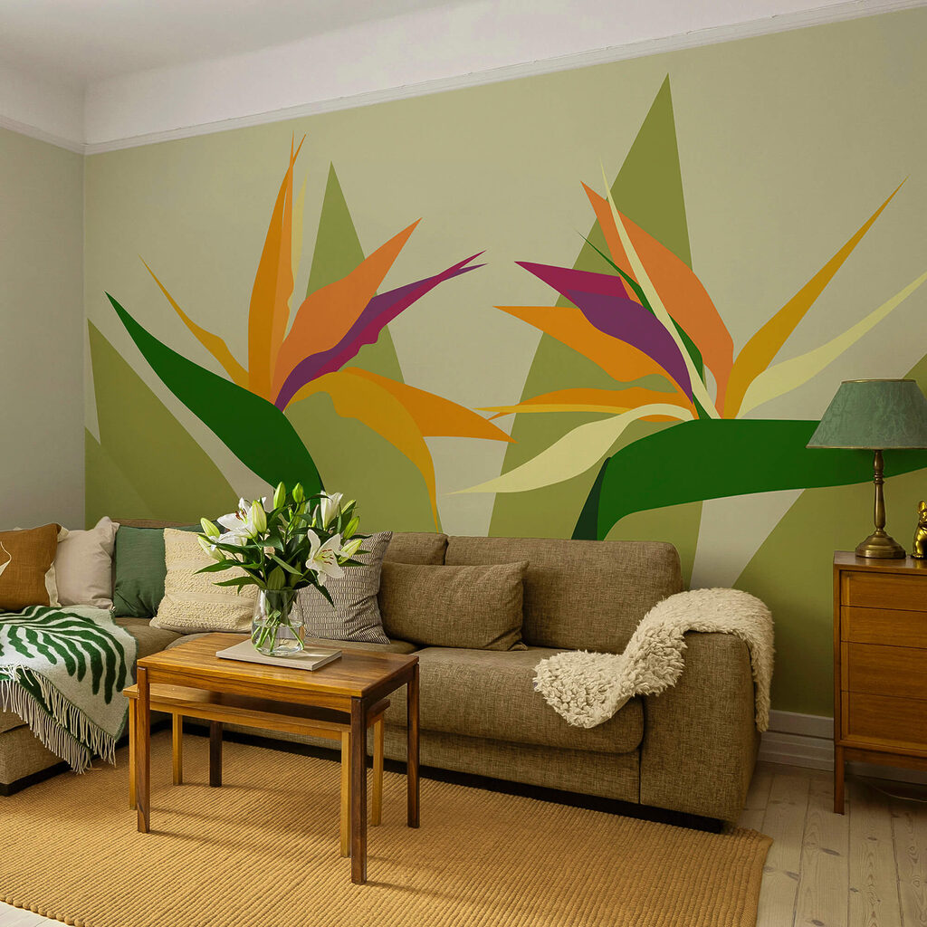 Barevné květy na zelených stoncích