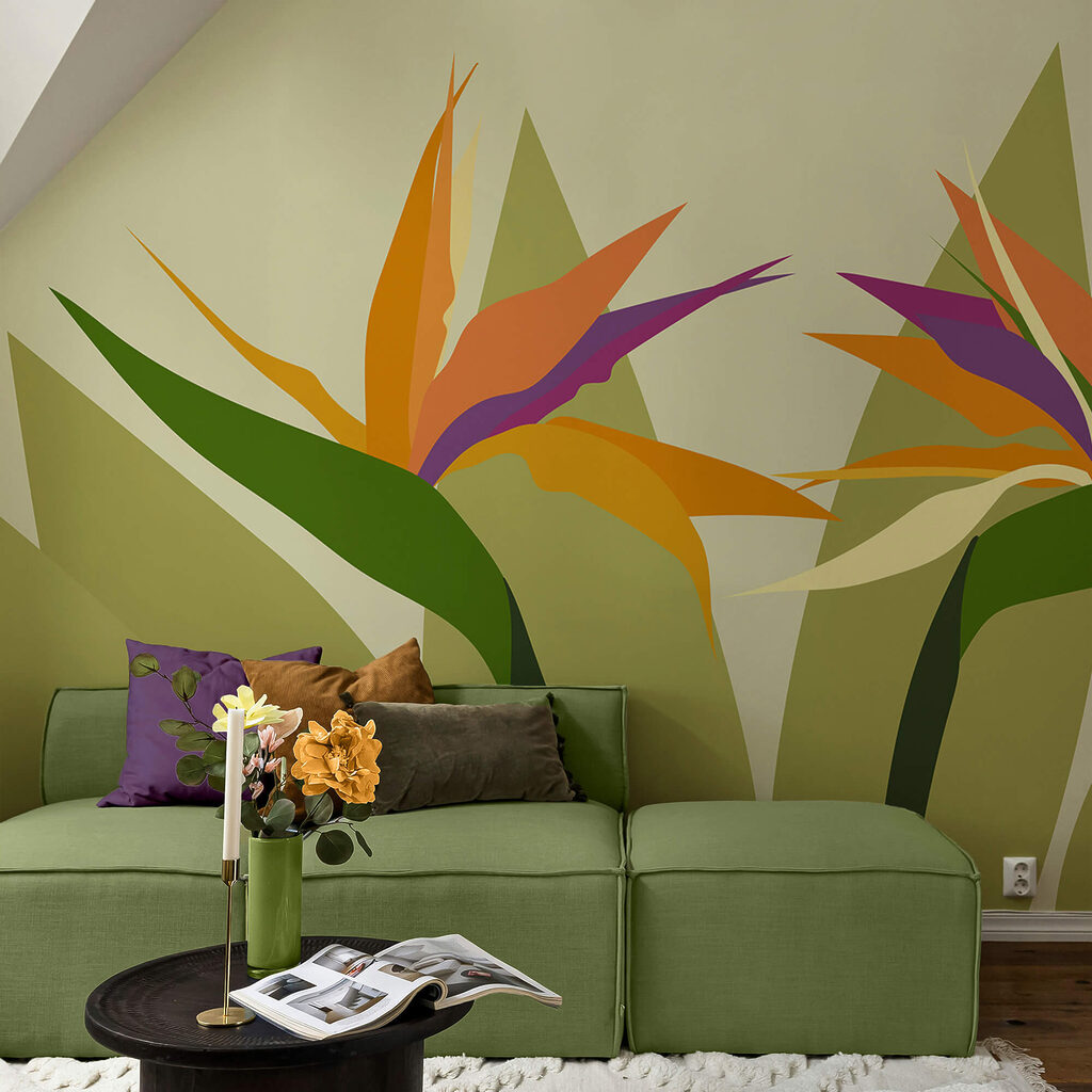 Barevné květy na zelených stoncích