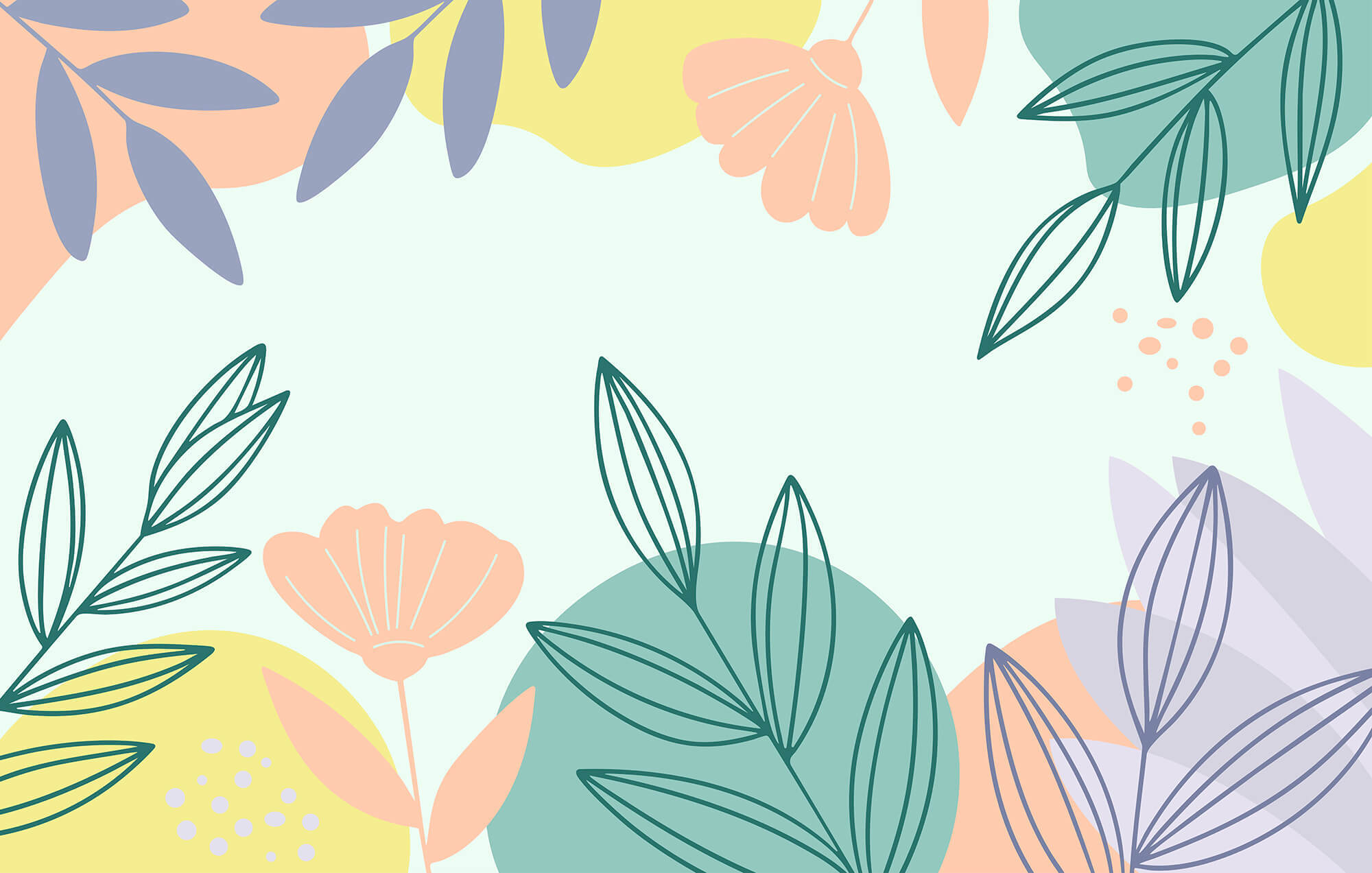 Colorful floral pattern with leaves