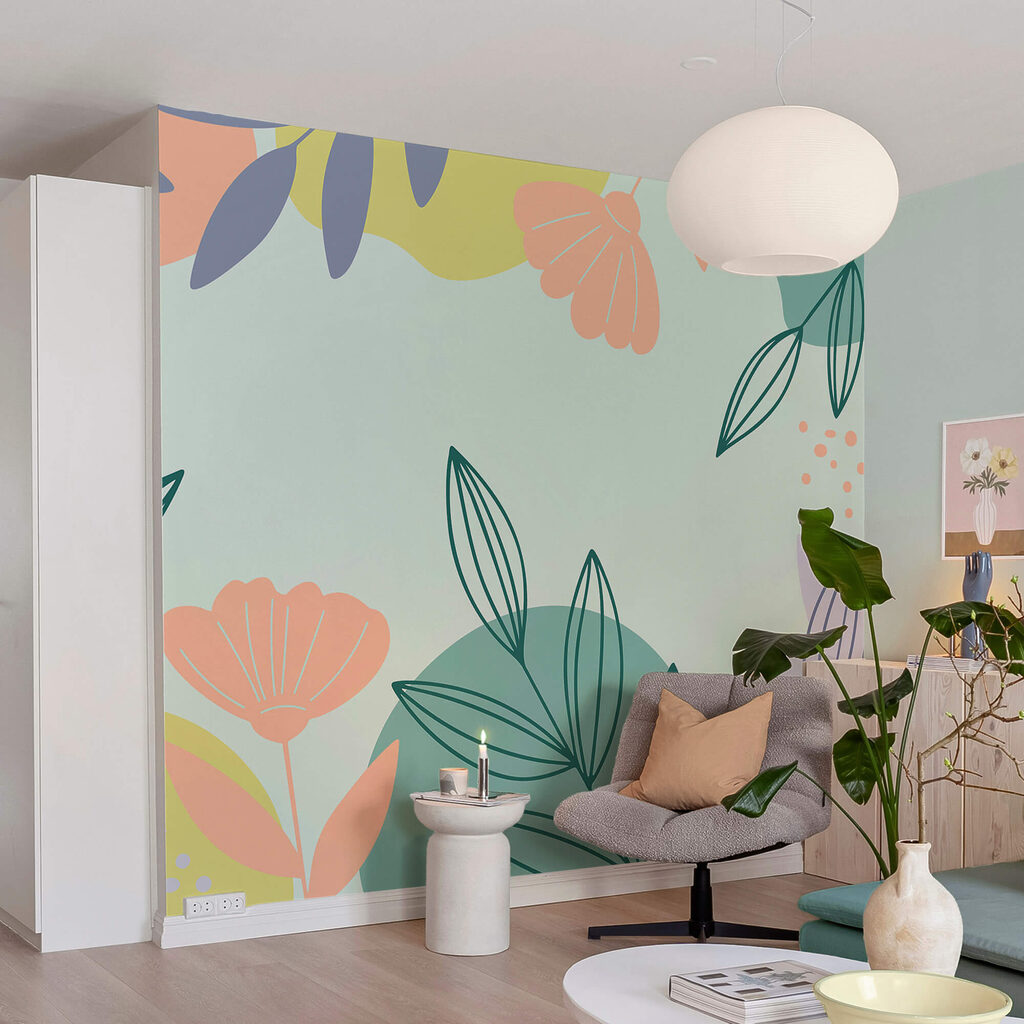 Barevný květinový vzor s listy