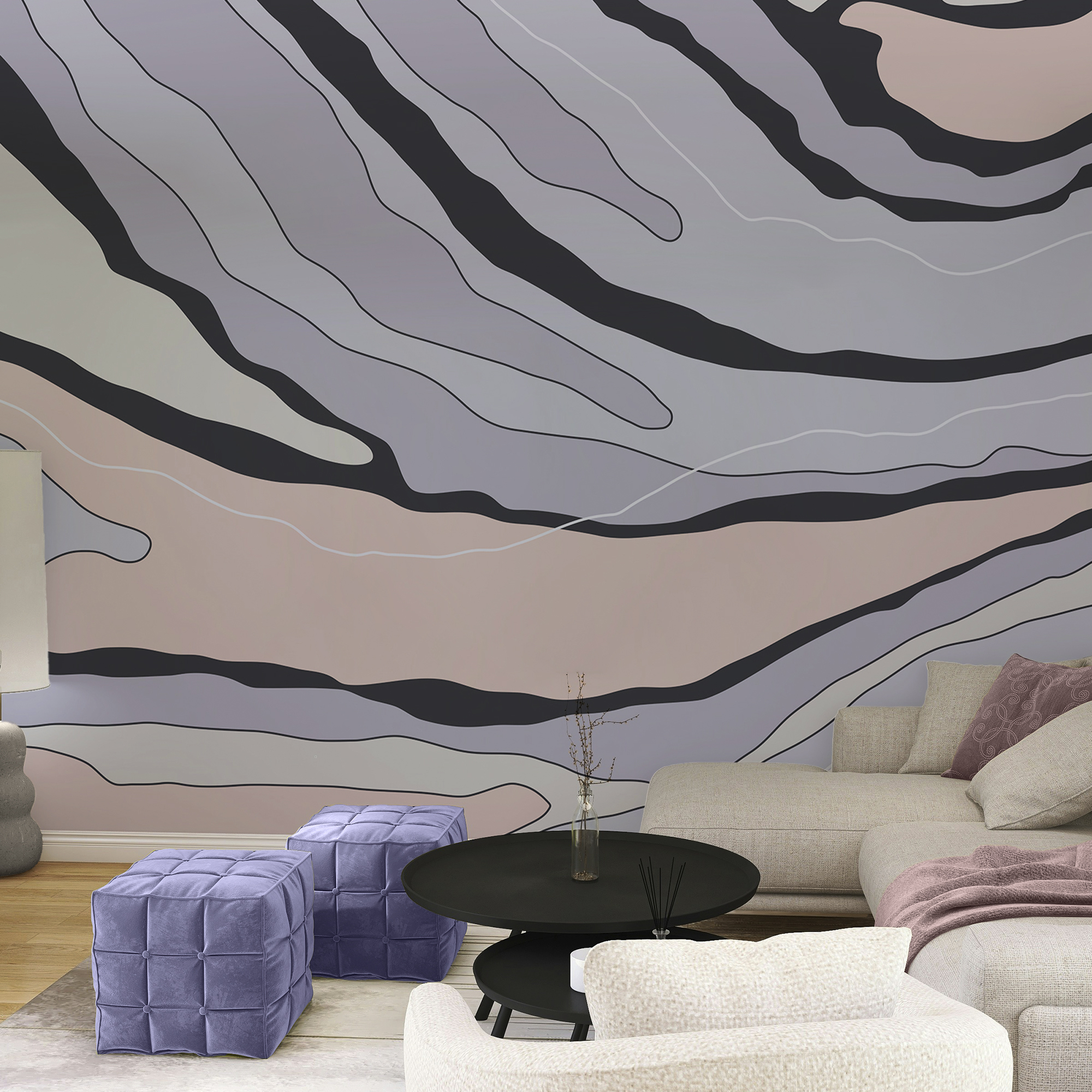 Abstraktní linie v jemných barvách