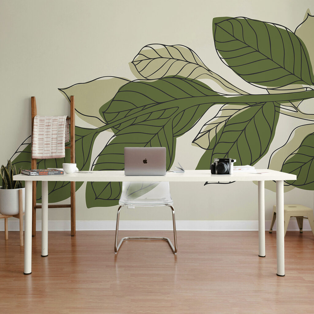 Zelená listnatá rostlina s černými linkami Zelená listnatá rostlina s černými linkami