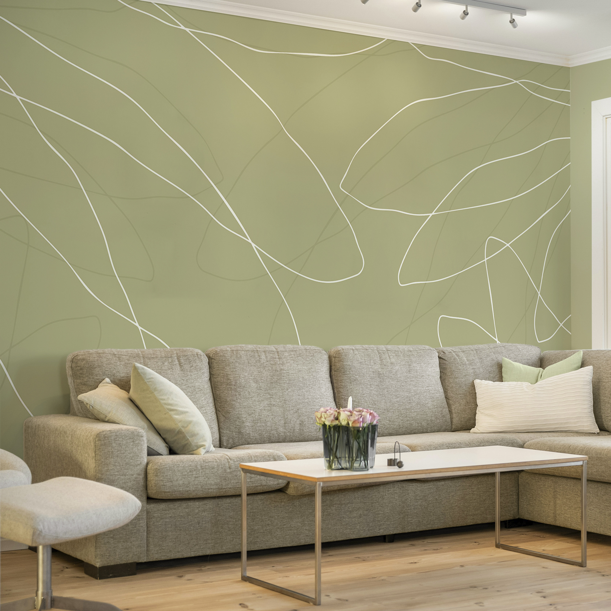 Zelené pozadí s bílými čarami