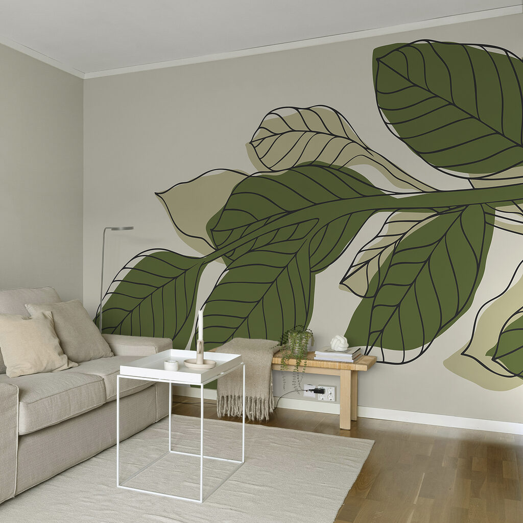 Zelená listnatá rostlina s černými linkami Zelená listnatá rostlina s černými linkami