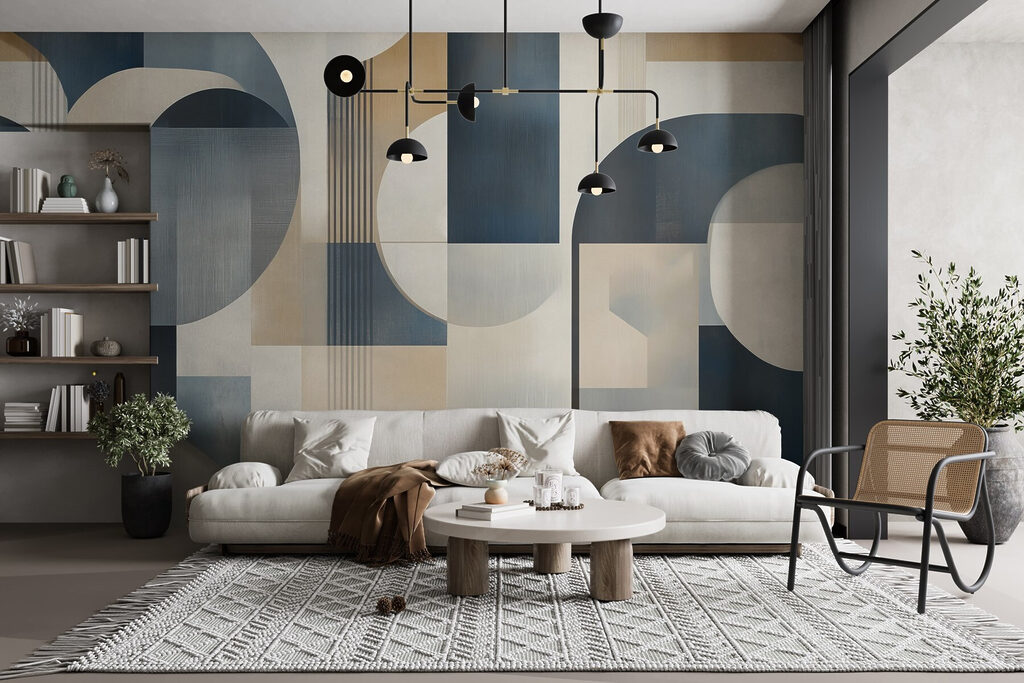 Barevné umělecké dílo se zakřivenými tvary Barevné umělecké dílo se zakřivenými tvary