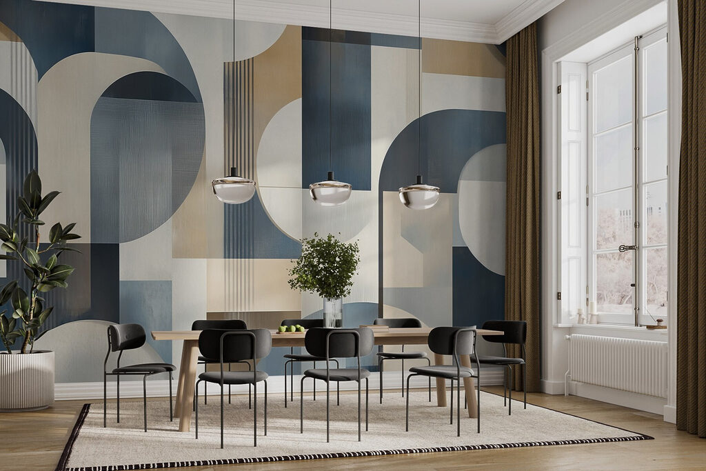 Barevné umělecké dílo se zakřivenými tvary Barevné umělecké dílo se zakřivenými tvary