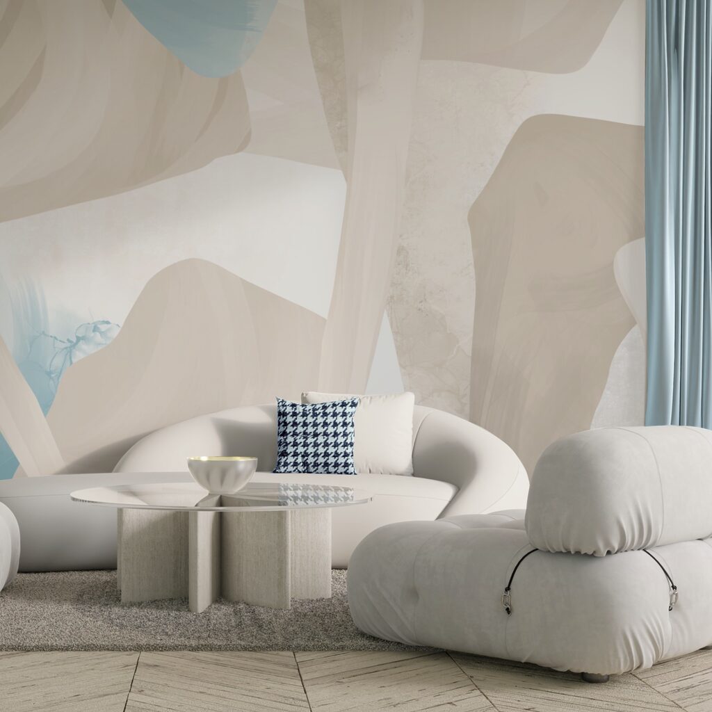 Abstraktní tvary v jemných barvách