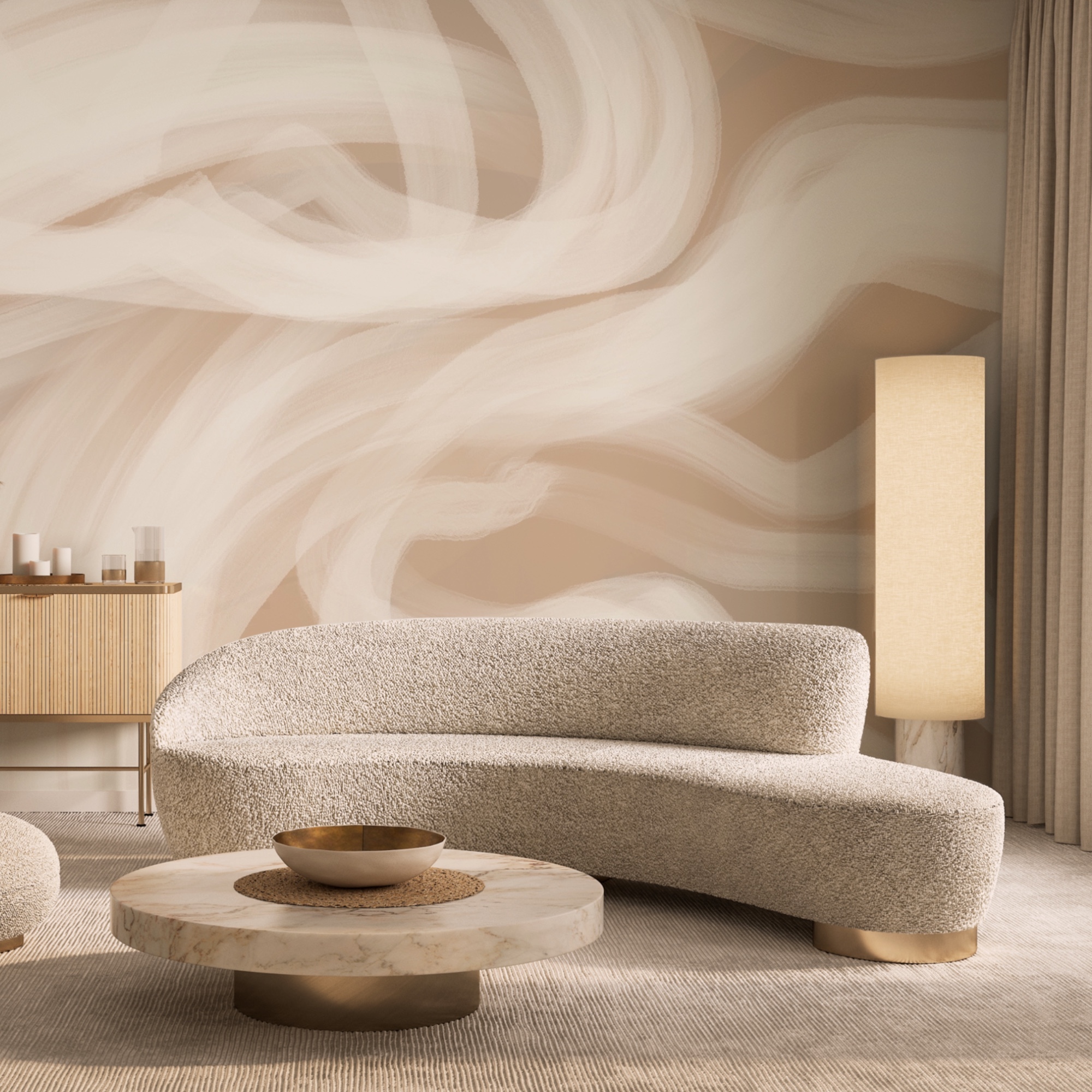 Bílé víry na hnědém pozadí