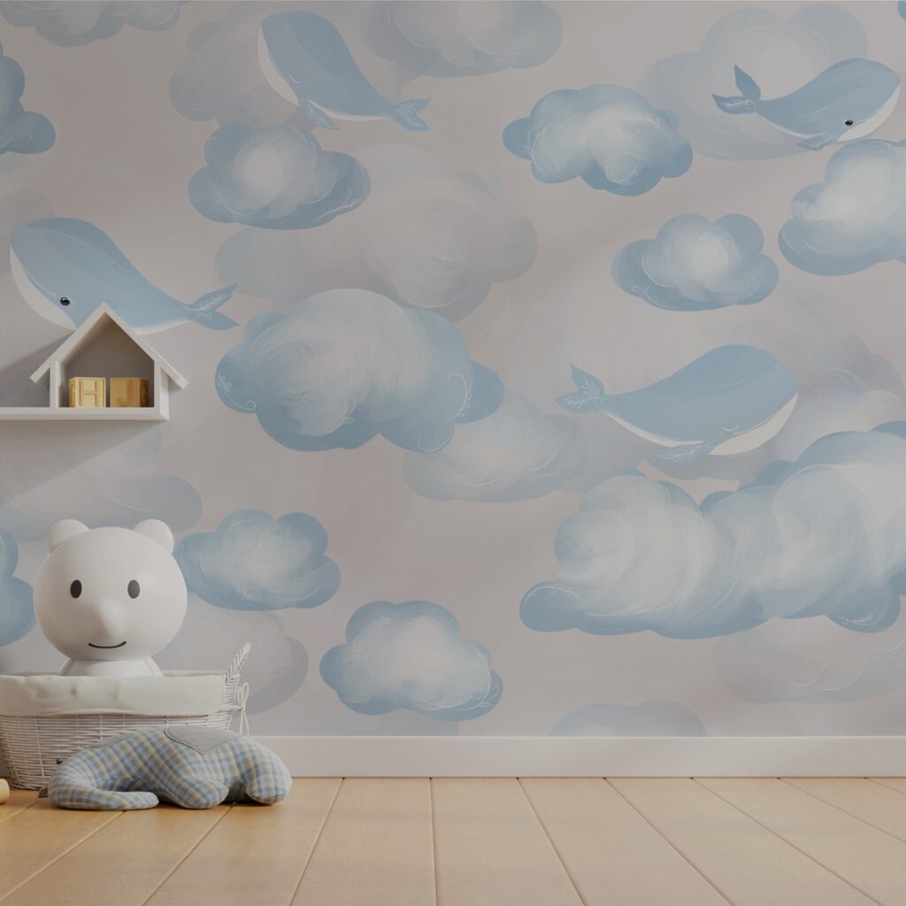 Modré a bílé mraky a velryby