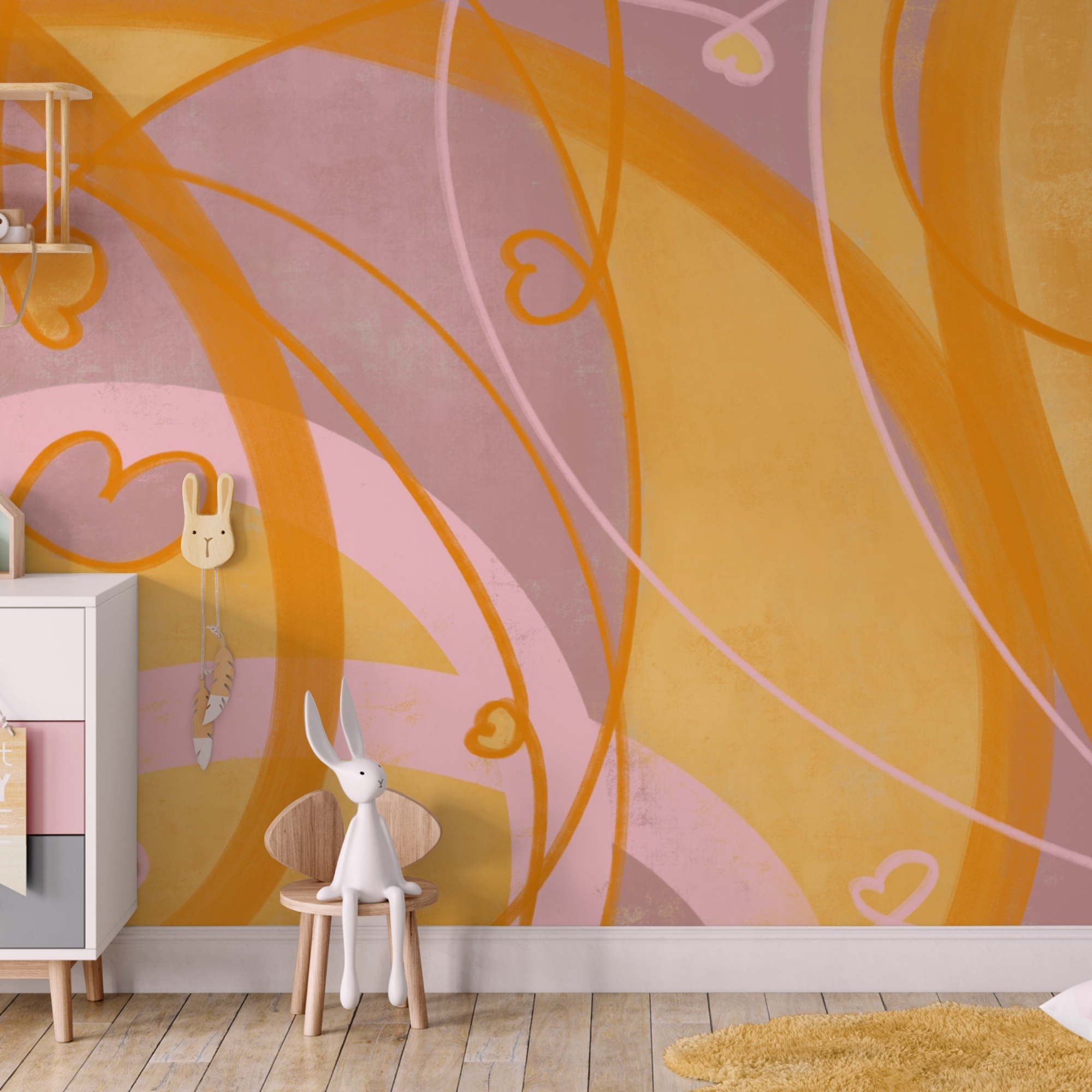 Žluté a růžové víry a srdíčka Žluté a růžové víry a srdíčka