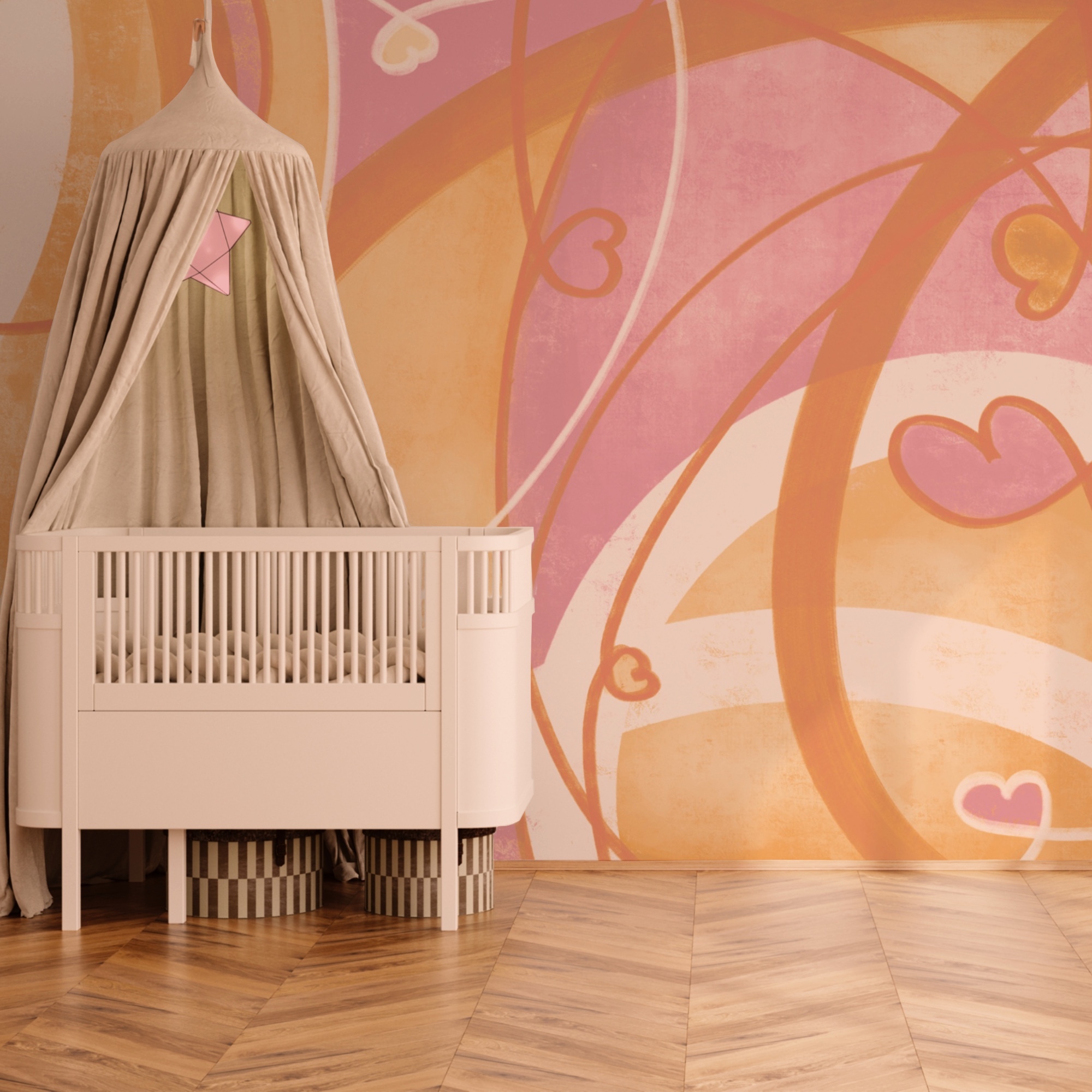 Růžové a oranžové víry a srdíčka Růžové a oranžové víry a srdíčka