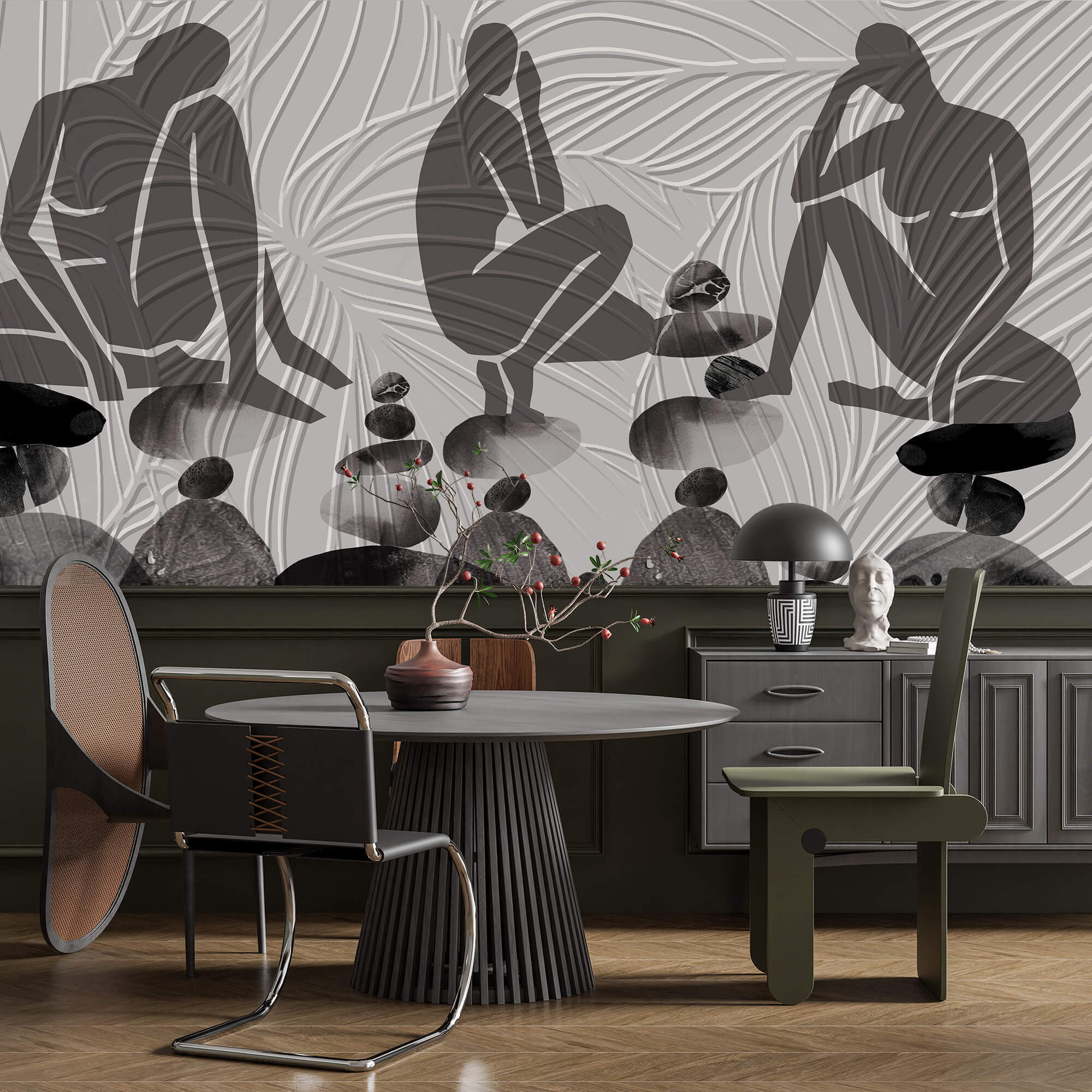 Skupina lidí sedících na skalách