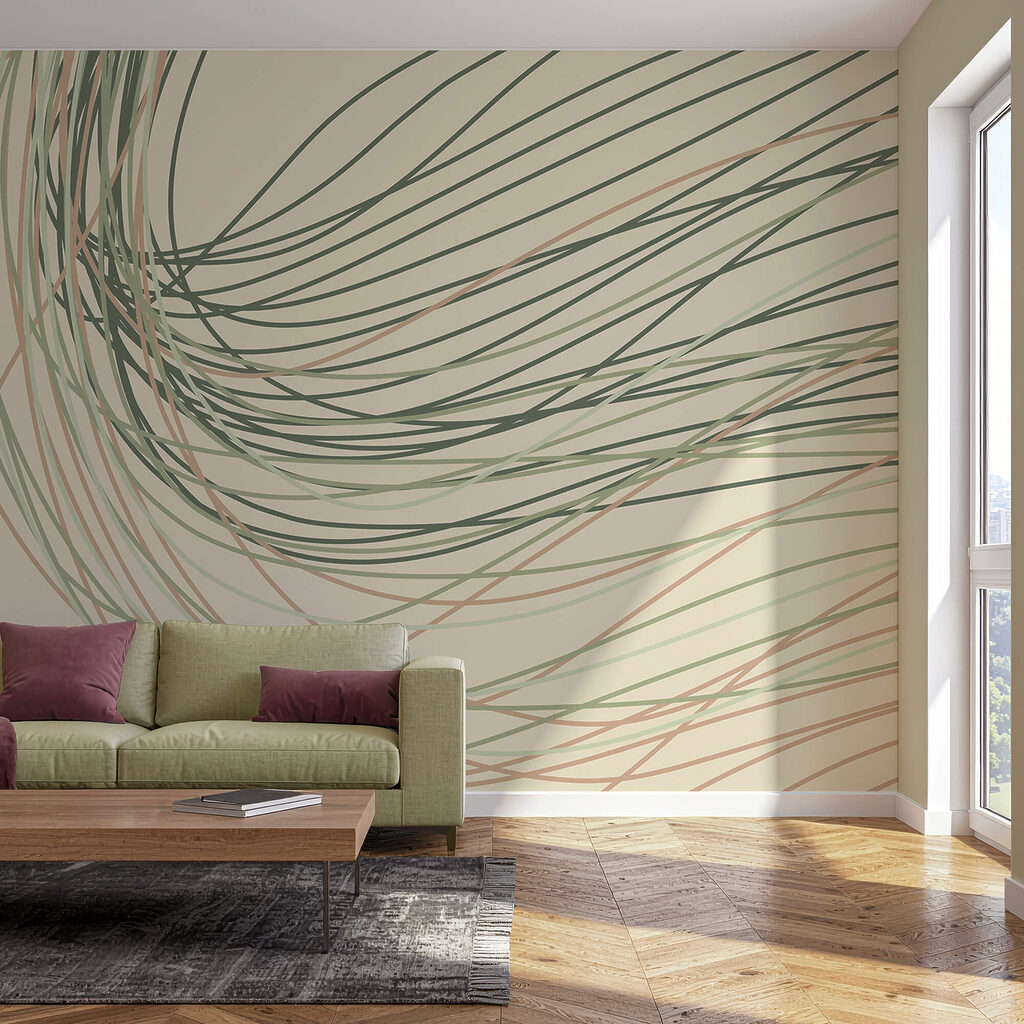 Plynulé linie v jemných pastelových tónech