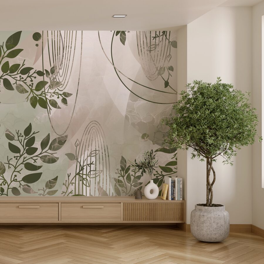 Přírodou inspirovaný abstraktní design v zelené barvě