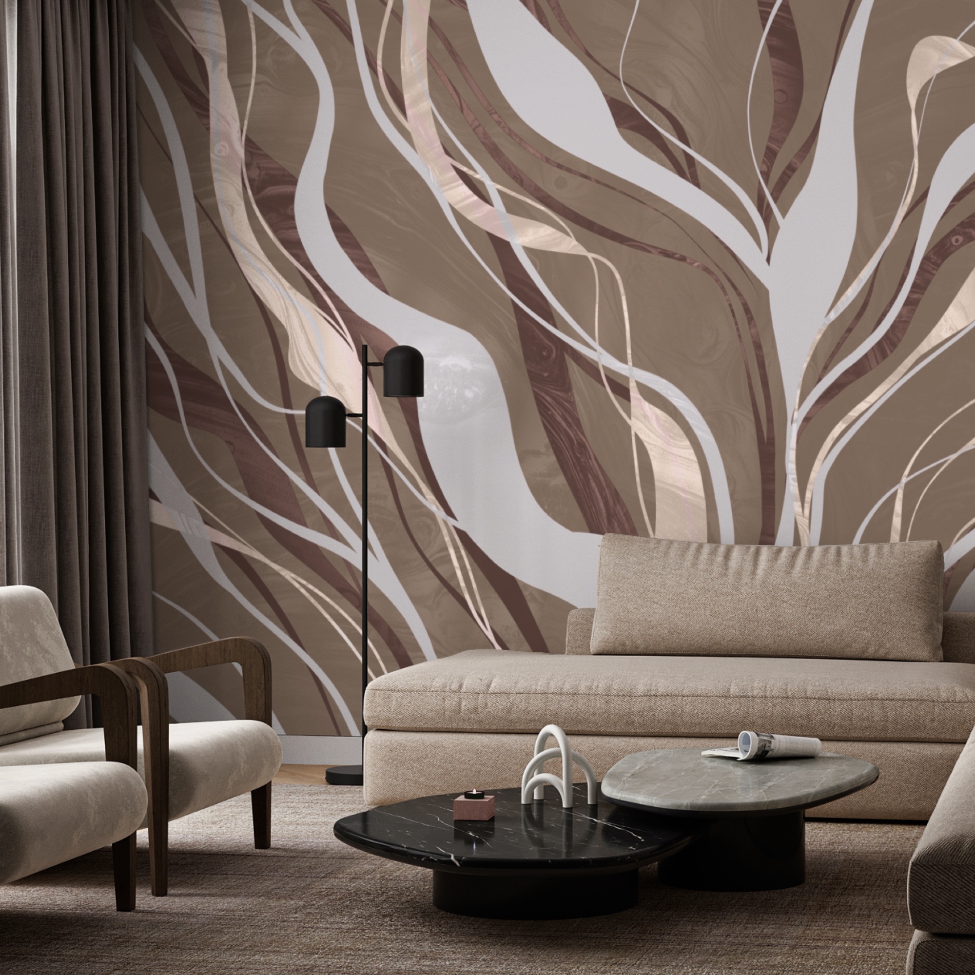 Hnědé a bílé víry