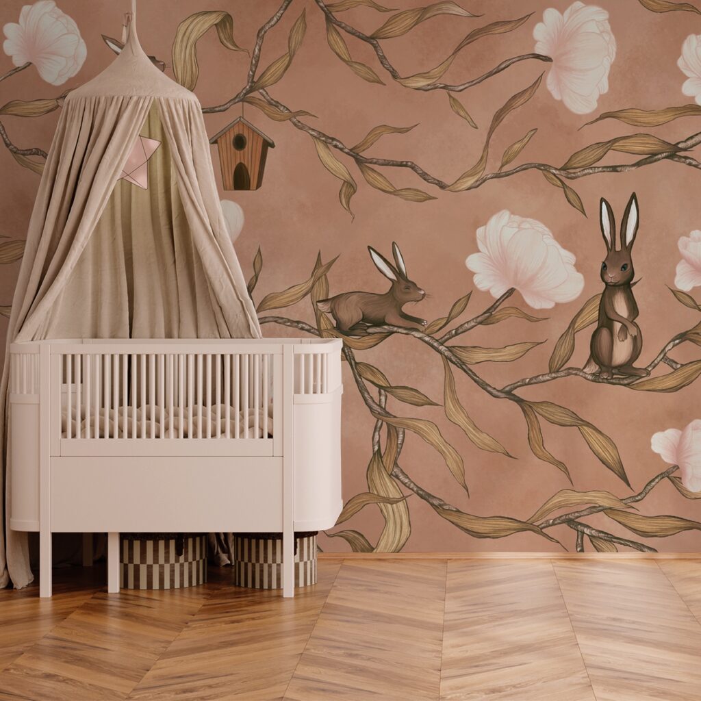 Tapety s králíky a květinami