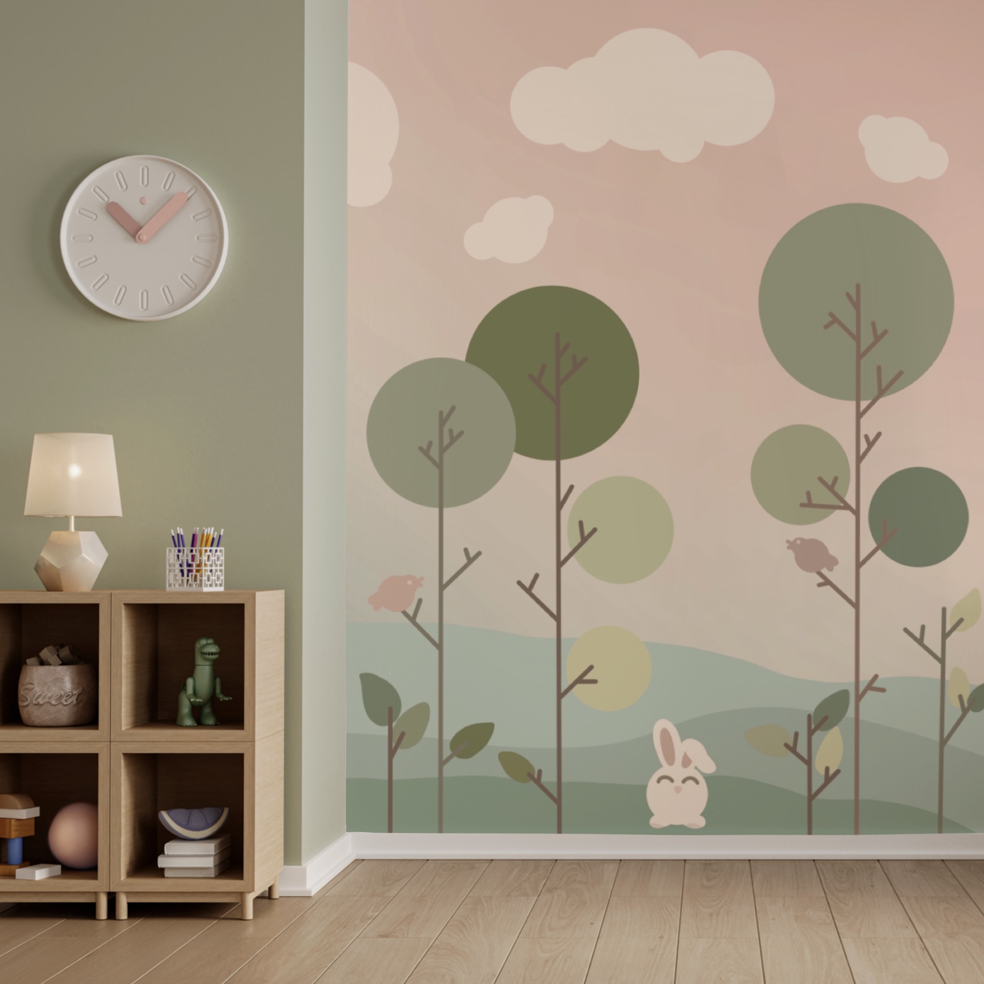 Skupina králíků a stromů