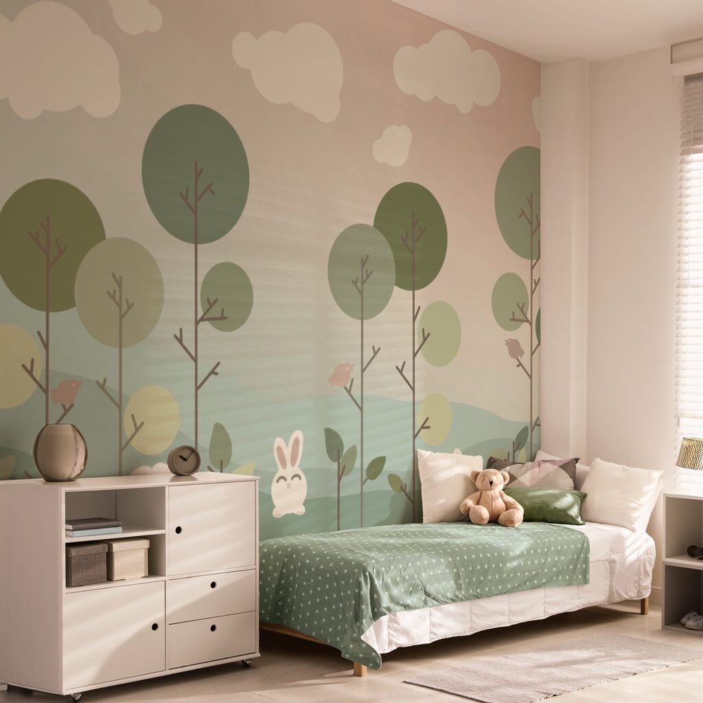 Skupina králíků a stromů