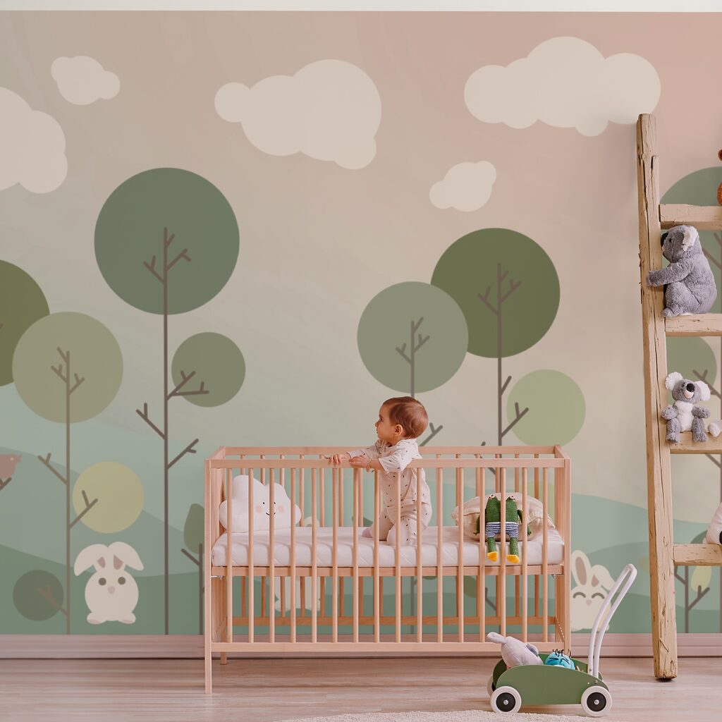 Skupina králíků a stromů