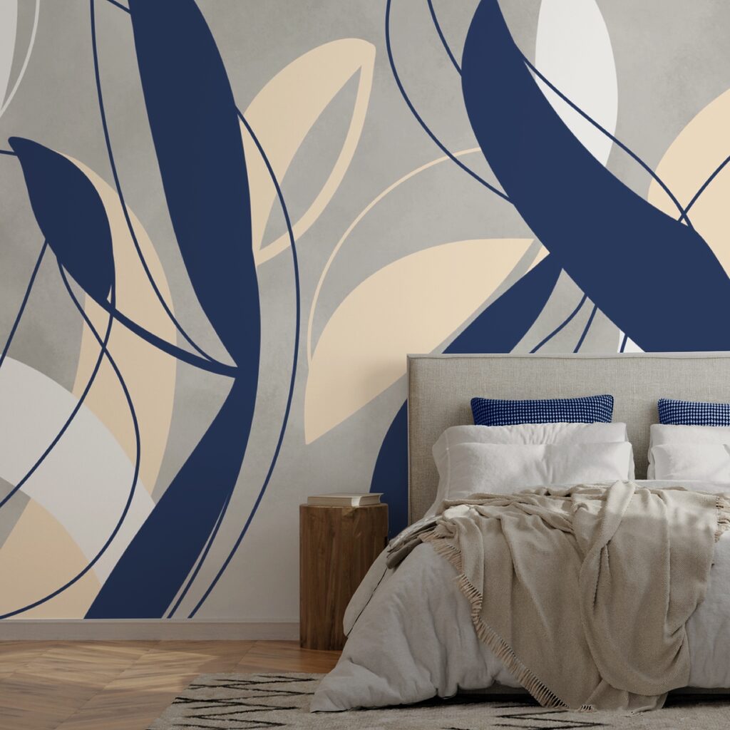 Modré a bílé víry na šedém pozadí