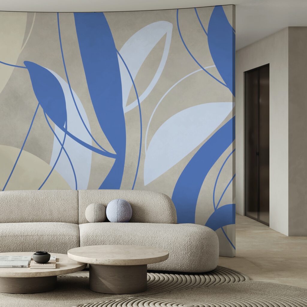 Modré a bílé víry na šedém pozadí