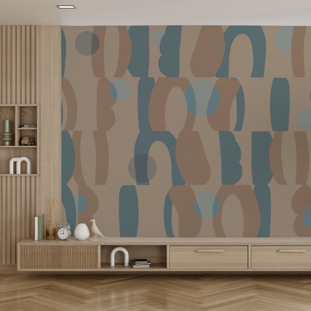 Vzor modrých a hnědých tvarů