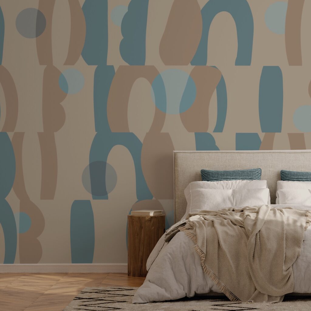 Vzor modrých a hnědých tvarů