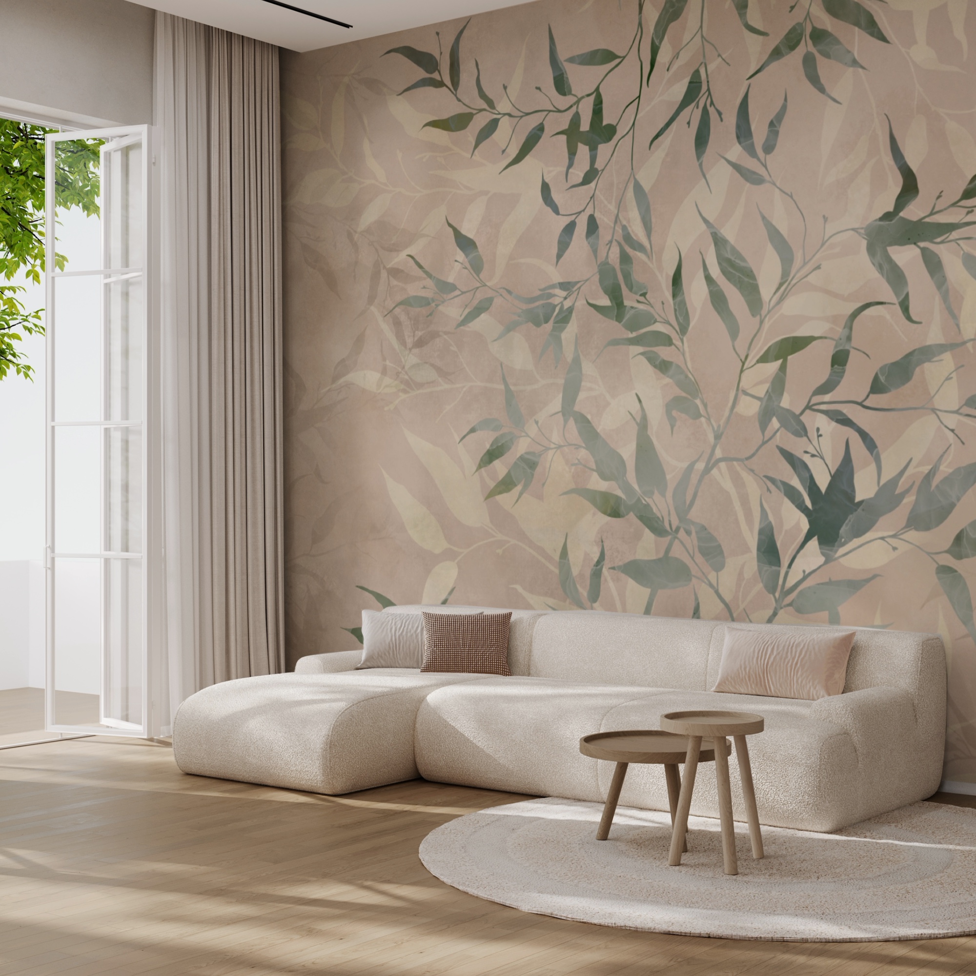 Vzor listů na béžovém pozadí