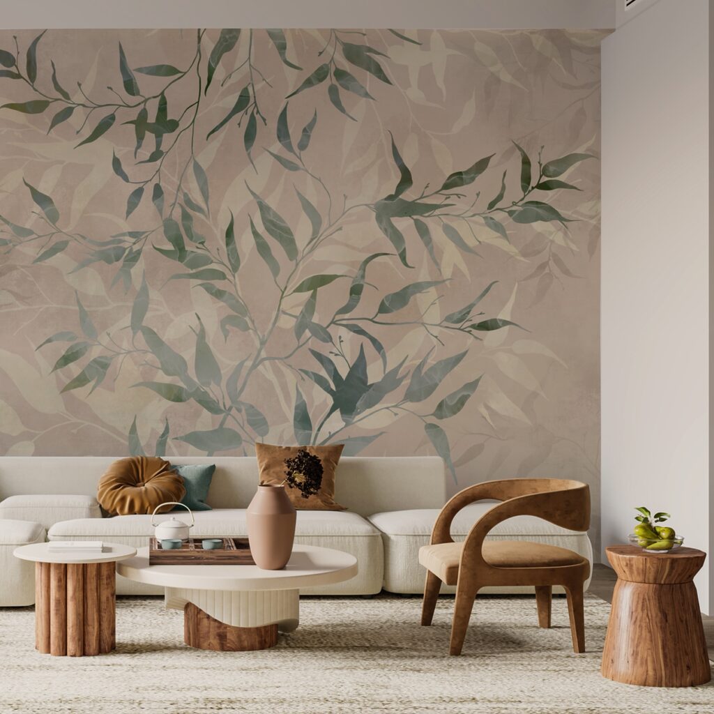 Vzor listů na béžovém pozadí