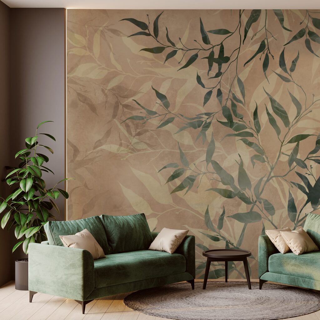 Přírodní zeleň na texturovaném pozadí