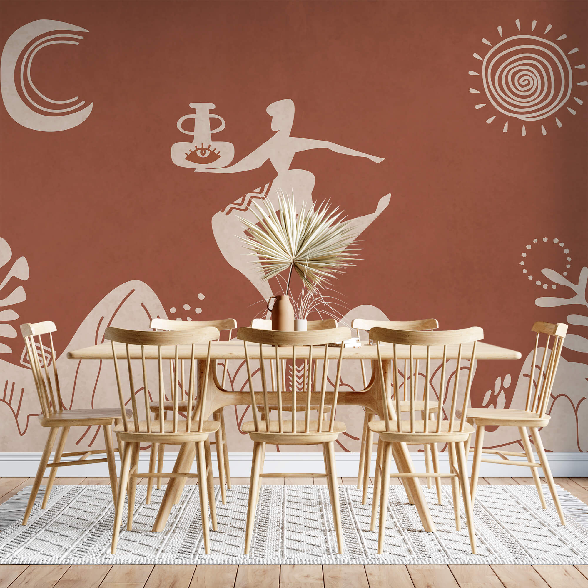 Kresba muže držícího hrnec a hrnec na hoře