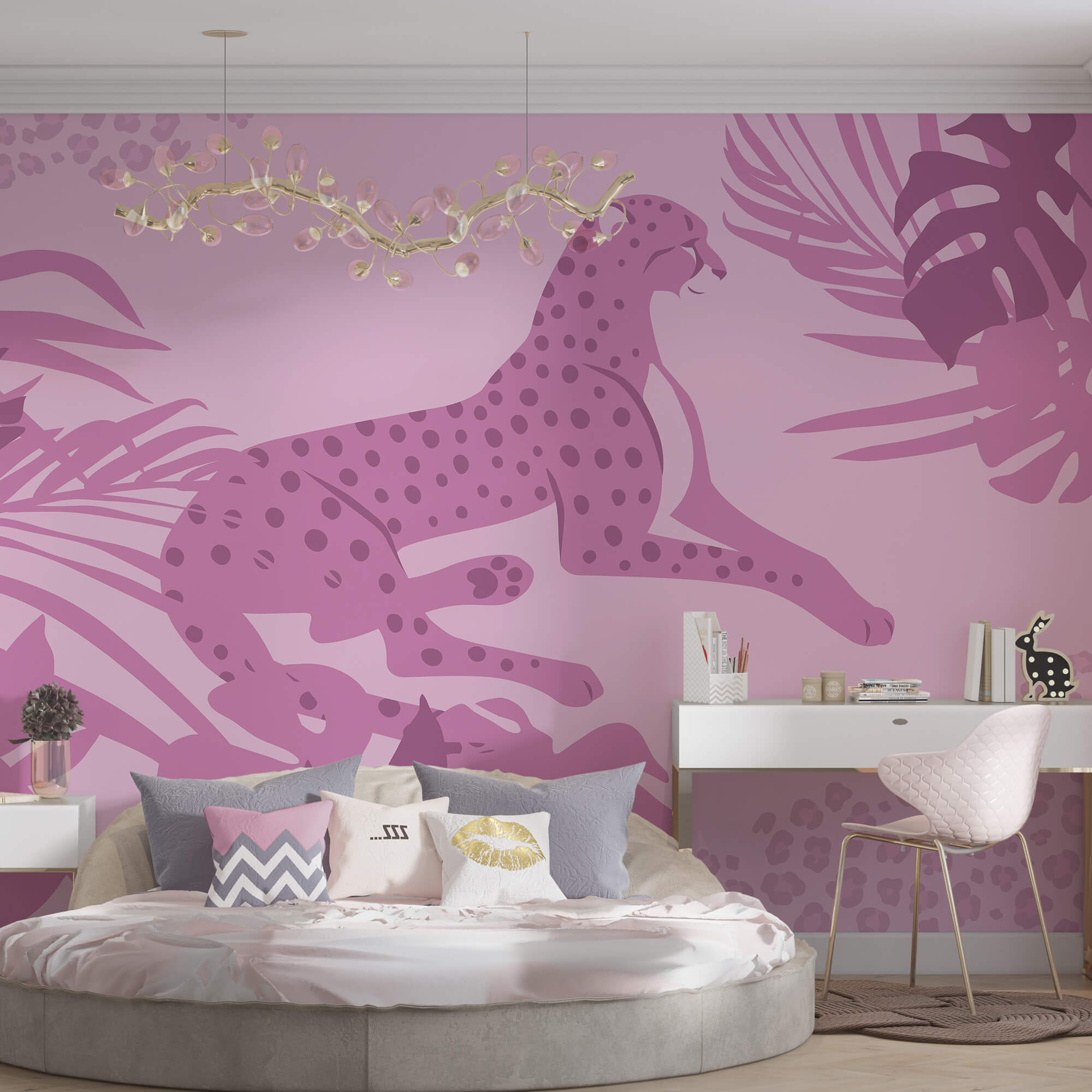 Fialový gepard s růžovými skvrnami