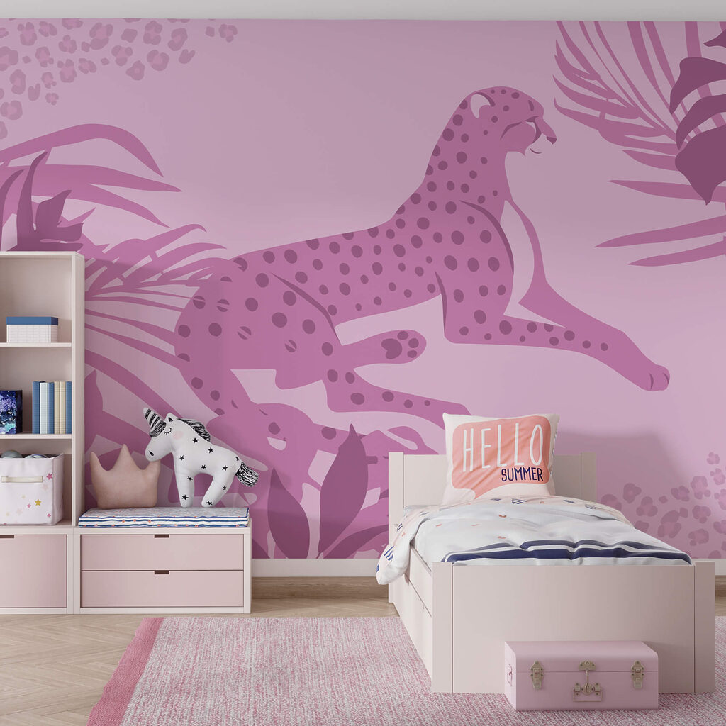 Fialový gepard s růžovými skvrnami
