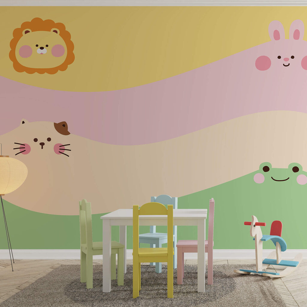 Skupina zvířat se lvem a lvíčkem